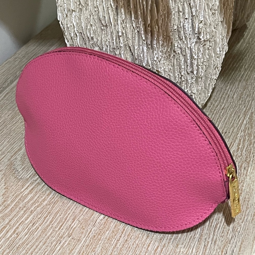 Pink Leather Women's Makeup Bag